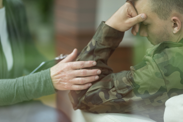 Military veteran talking to therapist